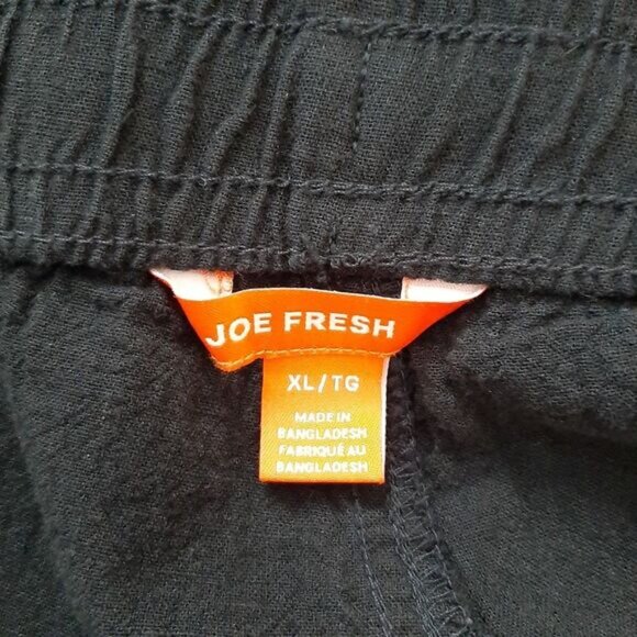 JOE FRESH | Linen Cotton Blend High Elastic Waist Pull-on Crop Pants Black Sz XL - Picture 10 of 11